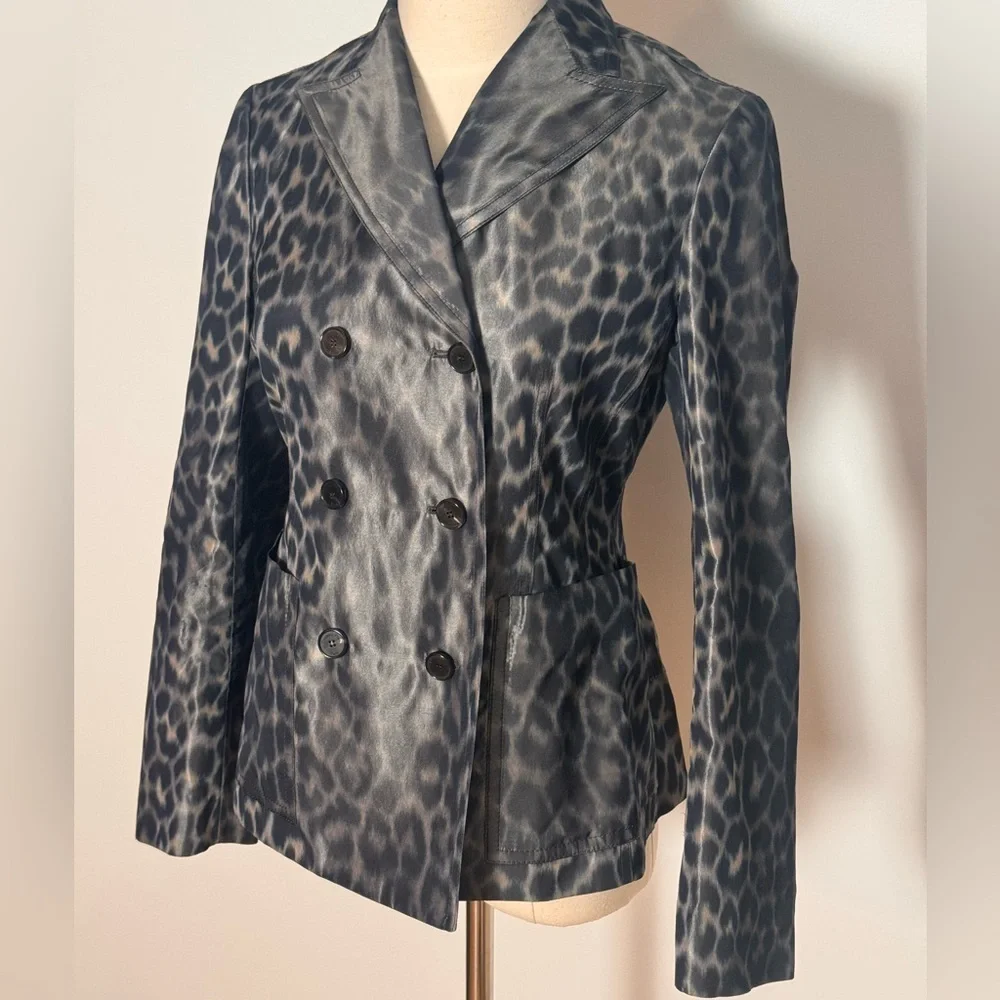 Christian Dior Women's Bar Silk Grey Leopard Blazer Size 2